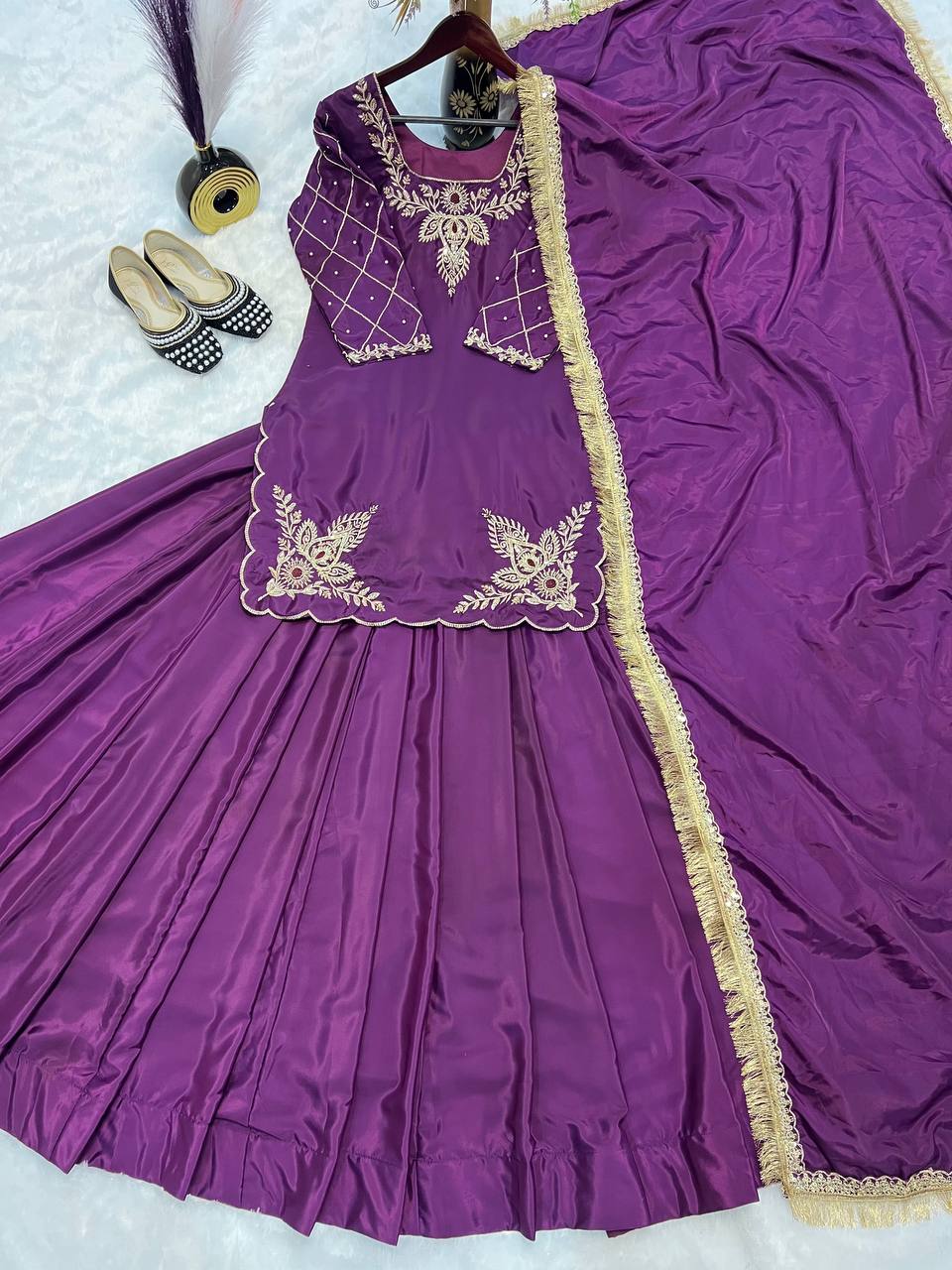Deep Maroon Heritage Flared Silhouette